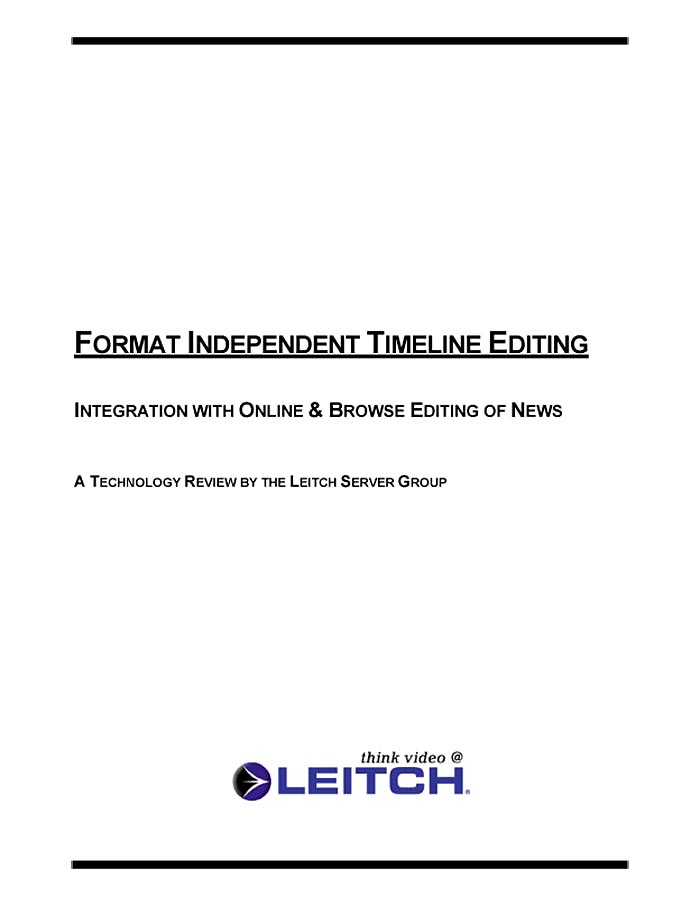 LEITCH TRATTATO "FORMAT INDEPENDENT TIMELINE EDITING