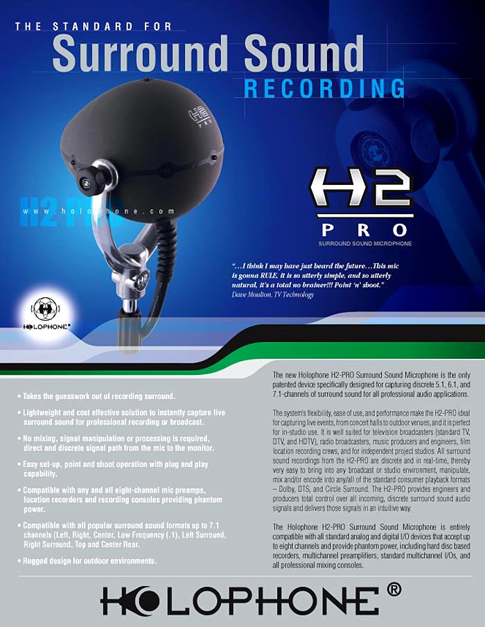 HOLOPHONE H2-PRO BROCHURE+HTML PAGE+PHOTO VARIE (JPG+PDF)