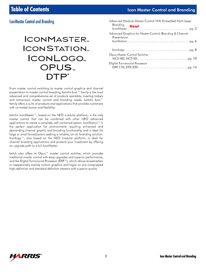 LEITCH CAT.GEN. 2006 : ICONMASTER CONTROL & BRANDING (PDF)