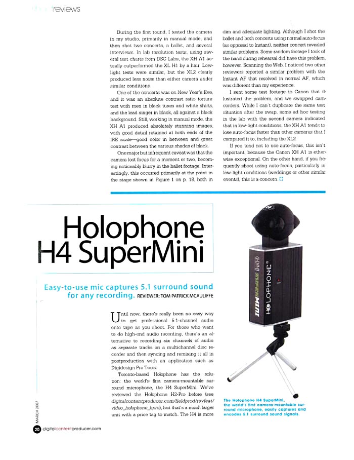 HOLOPHONE H4-SUPERMINI ARTICOLO SHOOTREVIEWS 2007/03 (PDF)