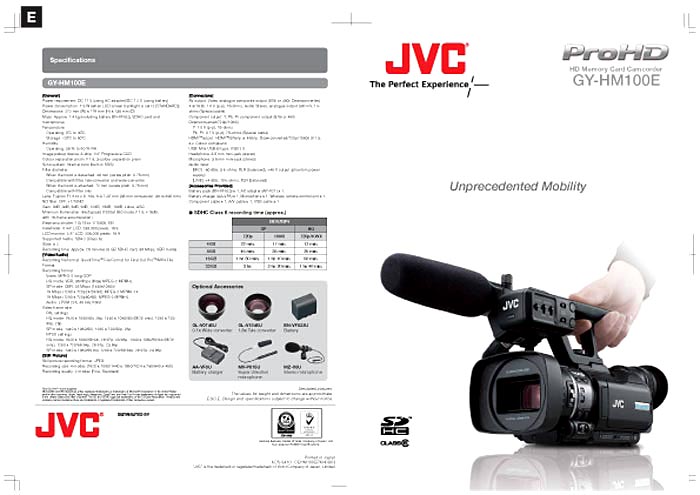 JVC GYHM100E BROCHURE COMPLETA 2010/08 (PDF)