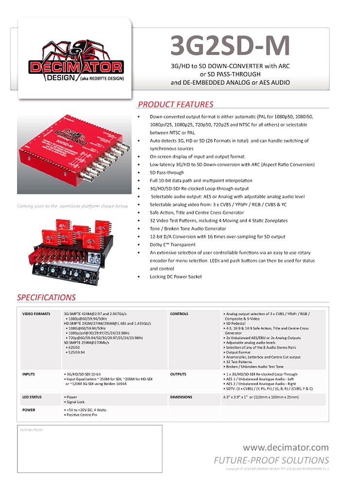 DECIMATOR 3G2SD-M DATASHEET 2010 V.1.2 (PDF)