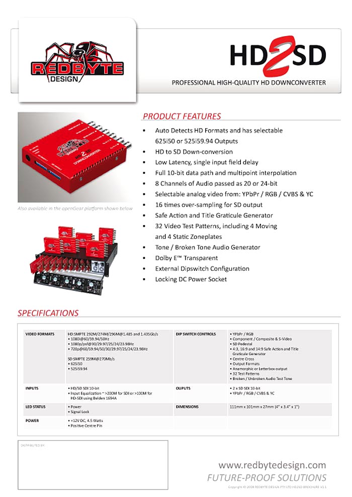 DECIMATOR HD2SD DATASHEET 2010 V.1.1 (PDF)