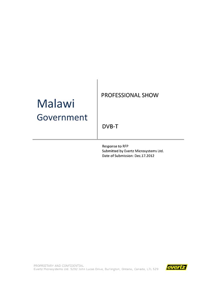 EVERTZ "MALAWI GOVERNMEN DVB-T" PROJECT (ZATTA/BEONI)
