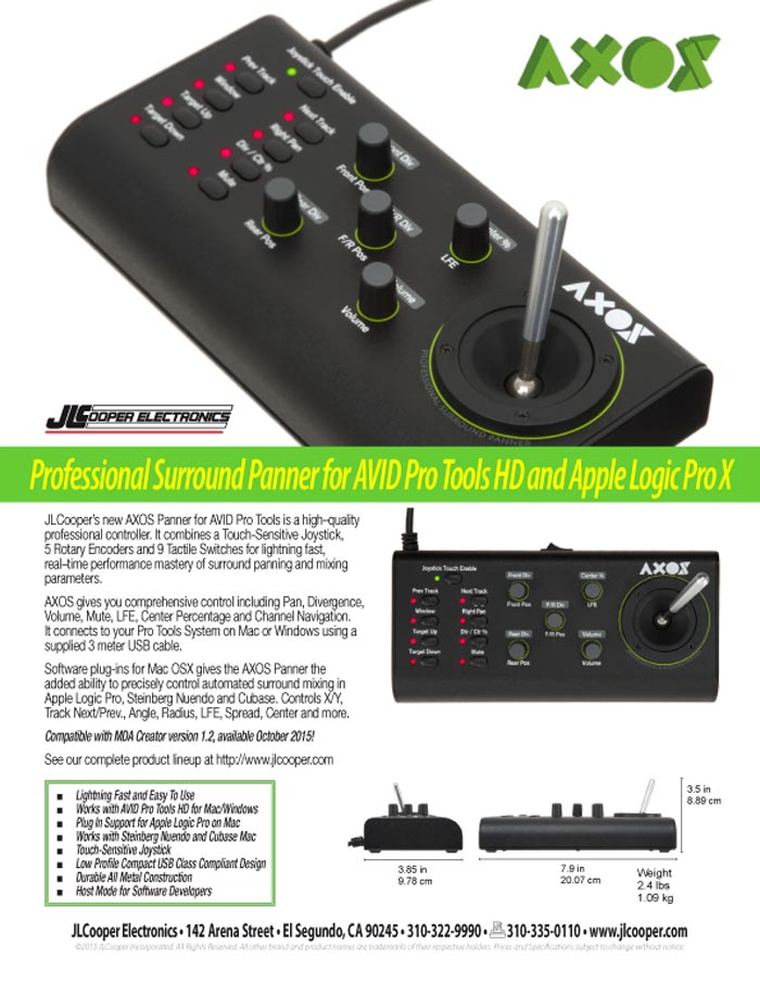JL.COOPER AXOS DATASHEET 2015 + PHOTO-HR (PDF)