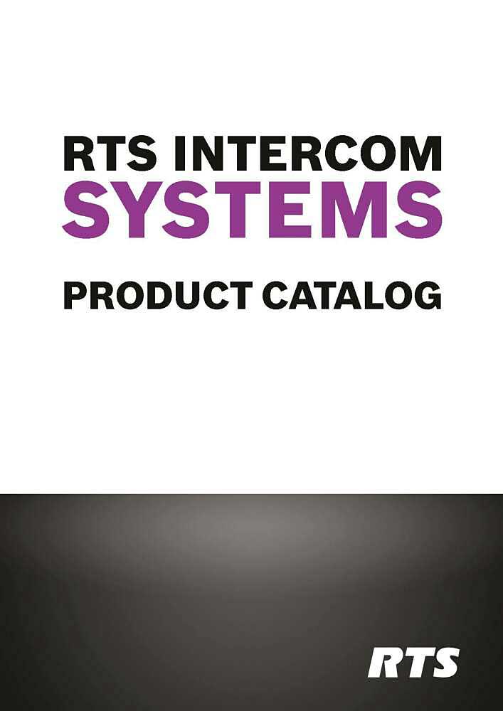 RTS CAT.GEN. 2017/09 RTS INTERCOM SYSTEMS - PRODUCT CATALOG