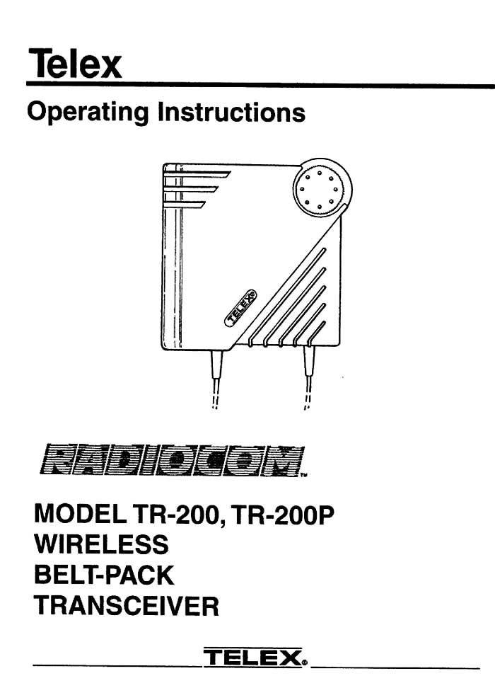 TELEX TR200/200P OP.INSTRUCTION (BMP)