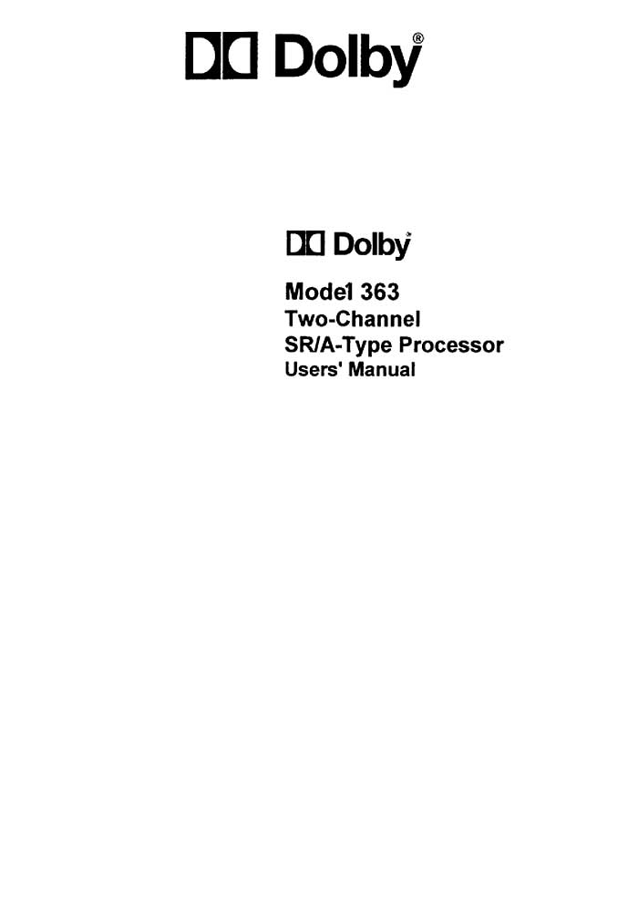 DOLBY 363 USER MANUAL IS.7 W93/104 (BMP)