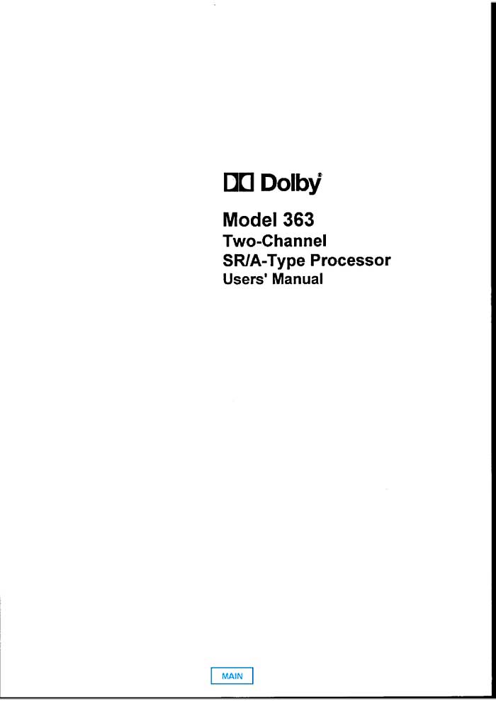 DOLBY 363 USER MANUAL IS.8 W96/034 (PDF)