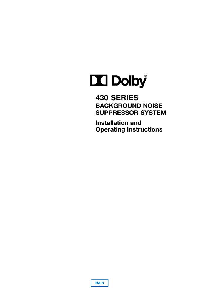 DOLBY 430 INSTALL.& OP.INSTRUCTIONS IS.3 S94/9359/10081 (PDF)
