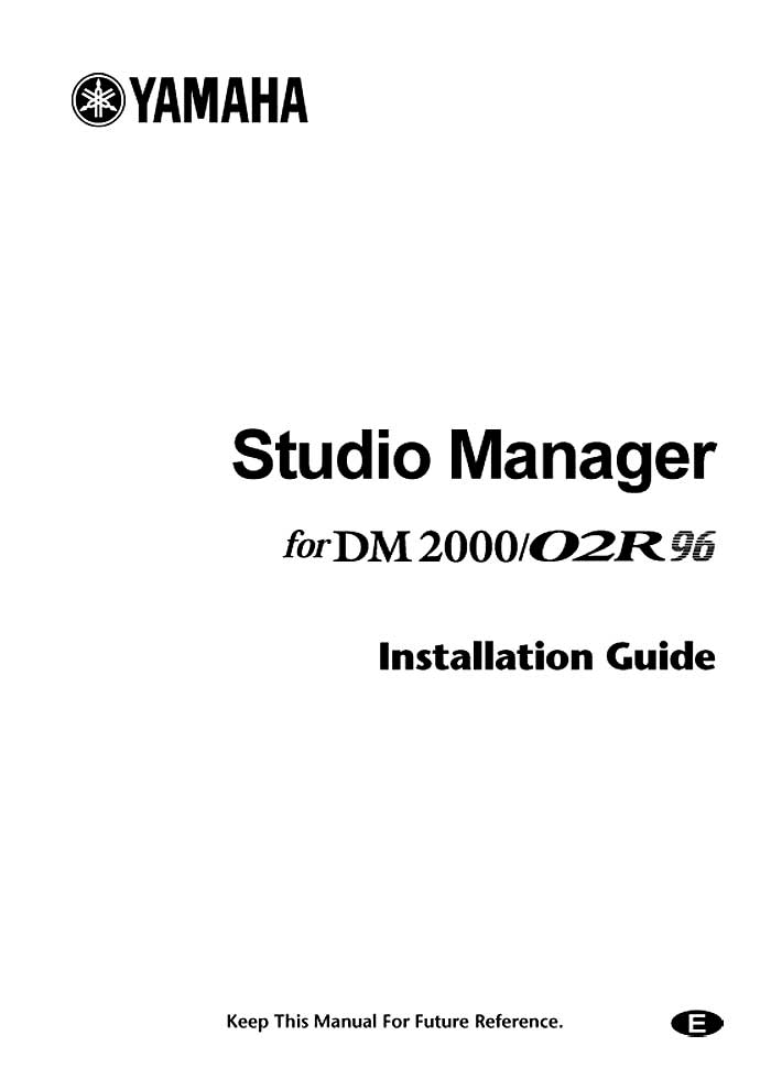 YAMAHA STUDIO MANAGER DM2000/O2R96 INST.GUIDE (PDF)