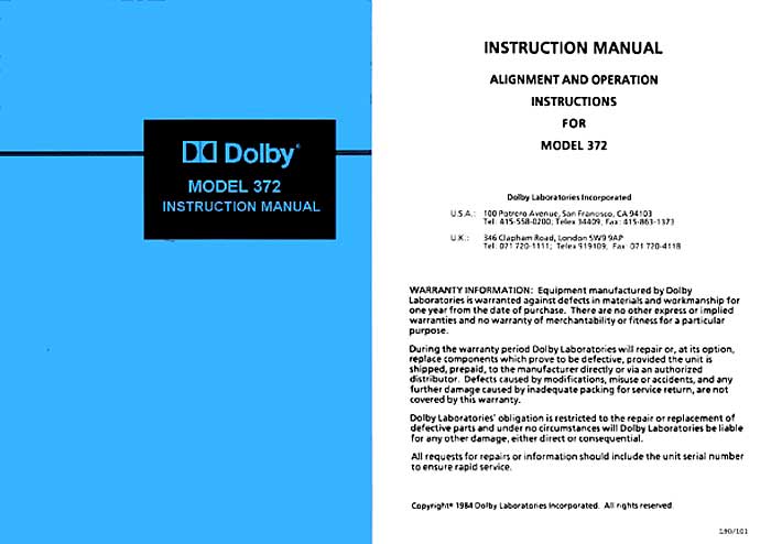 DOLBY 372 INSTR.MANUAL S84/5558 (PDF)