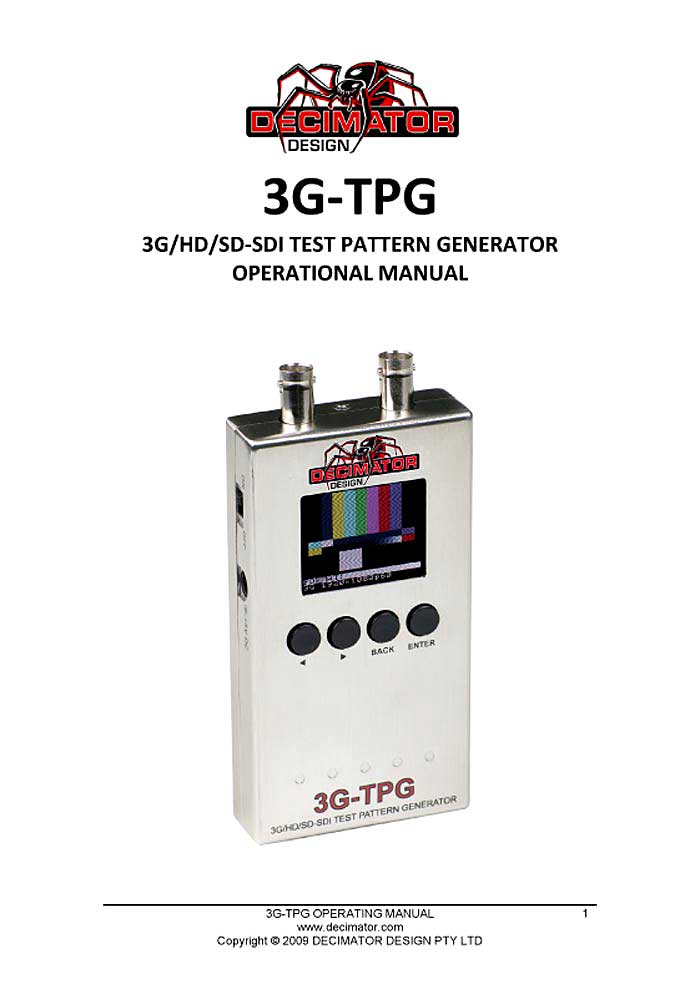 DECIMATOR 3G-TPG OP.MANUAL 2009 (PDF)