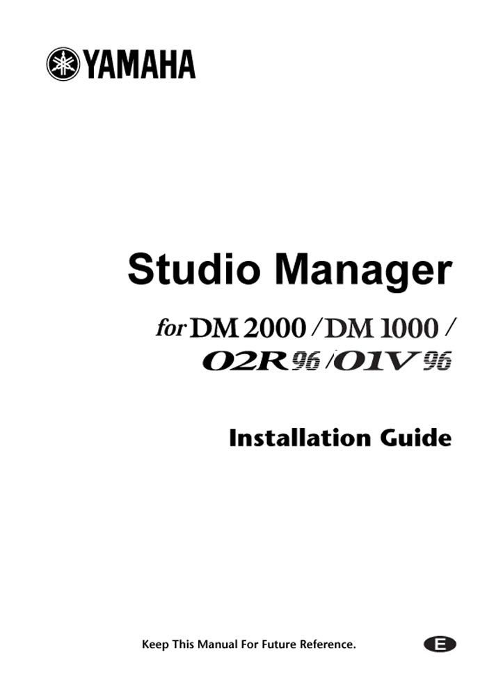YAMAHA STUDIO MANAGER DM2000/1000/O2R96/01V96 INST.GUIDE (PDF)