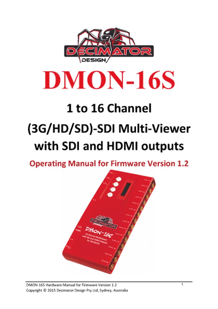 DECIMATOR DMON-16S  OP.MANUAL VER.1.2 2015/05