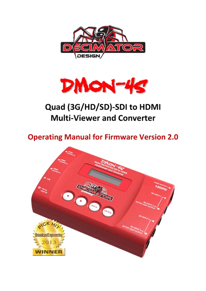 DECIMATOR DMON-04S OPERATING MANUAL V.2.0 2015 (PDF)