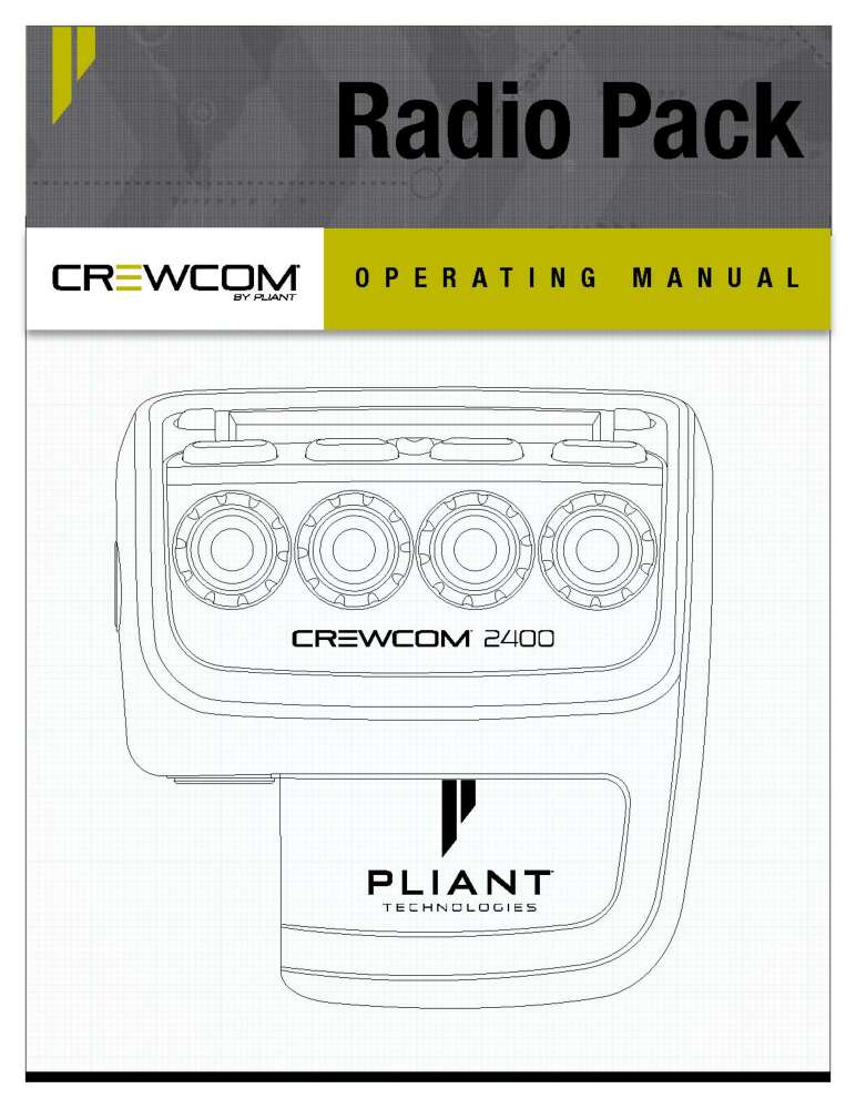 PLIANT CREWCOM RADIO PACK OPERATING MANUAL