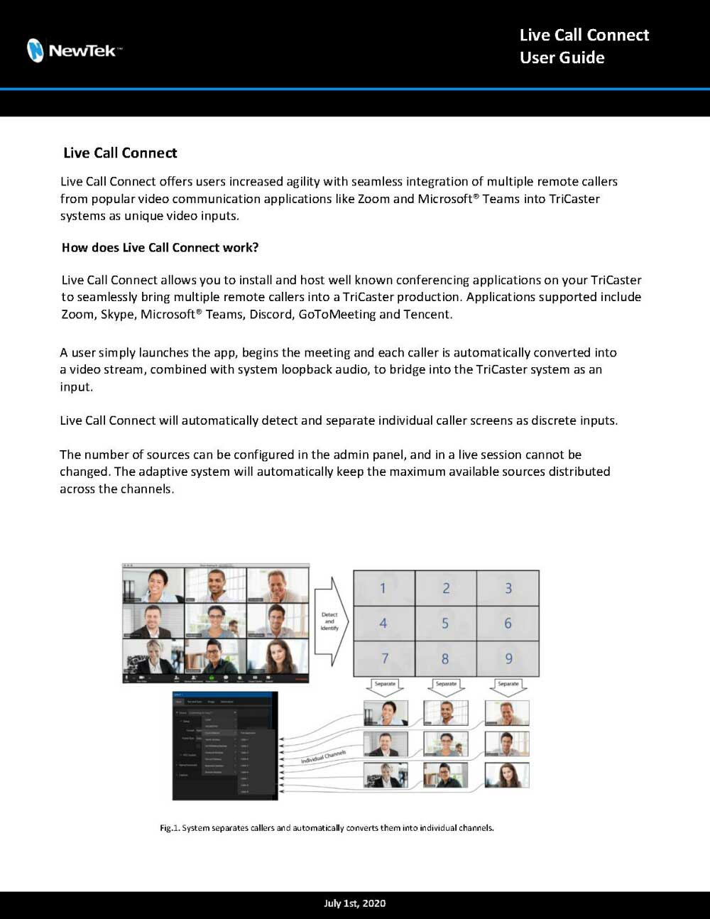 NEWTEK LIVECALL CONNECT USER GUIDE V.2 2020/07