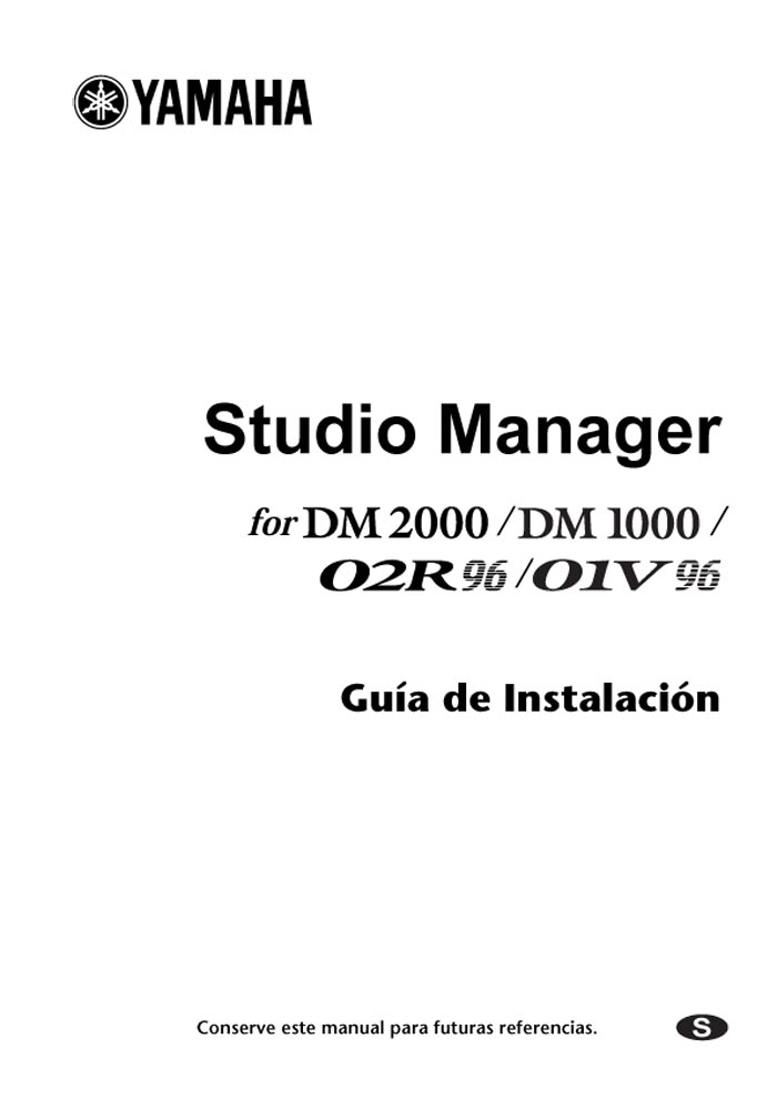YAMAHA 02R96-01V96 STUDIO MANAGER GUIA DE INSTALACION (PDF)