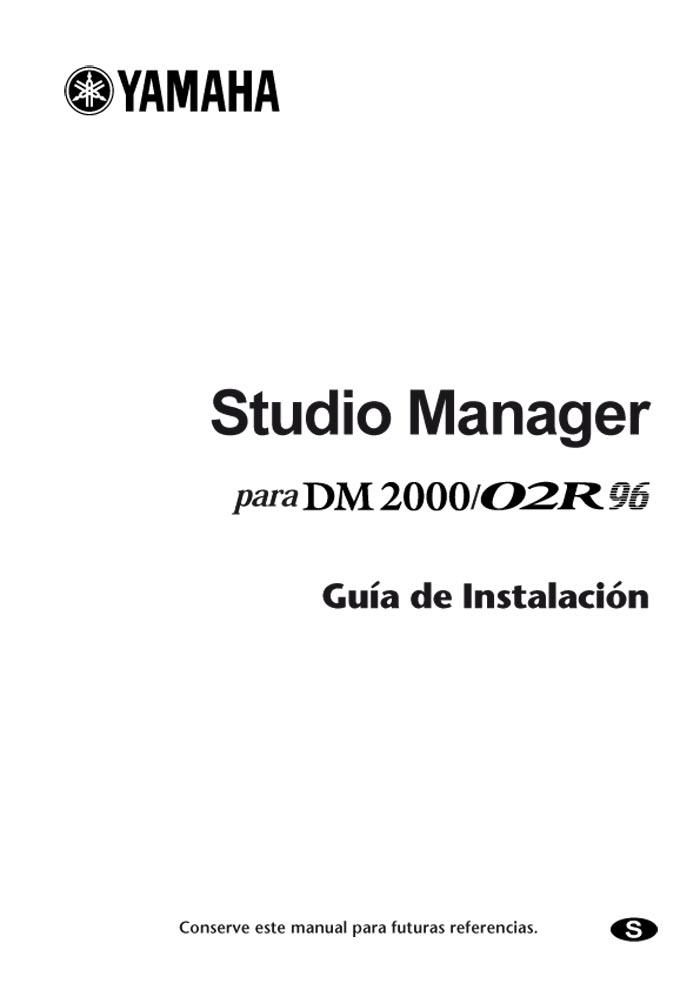 YAMAHA 02R96 STUDIO MANAGER GUIA DE INSTALACION (PDF)
