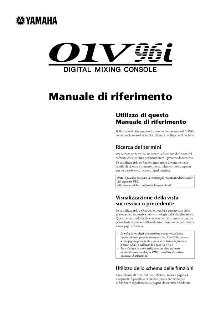 YAMAHA 01V96I MANUALE DI RIFERIMENTO (PDF)