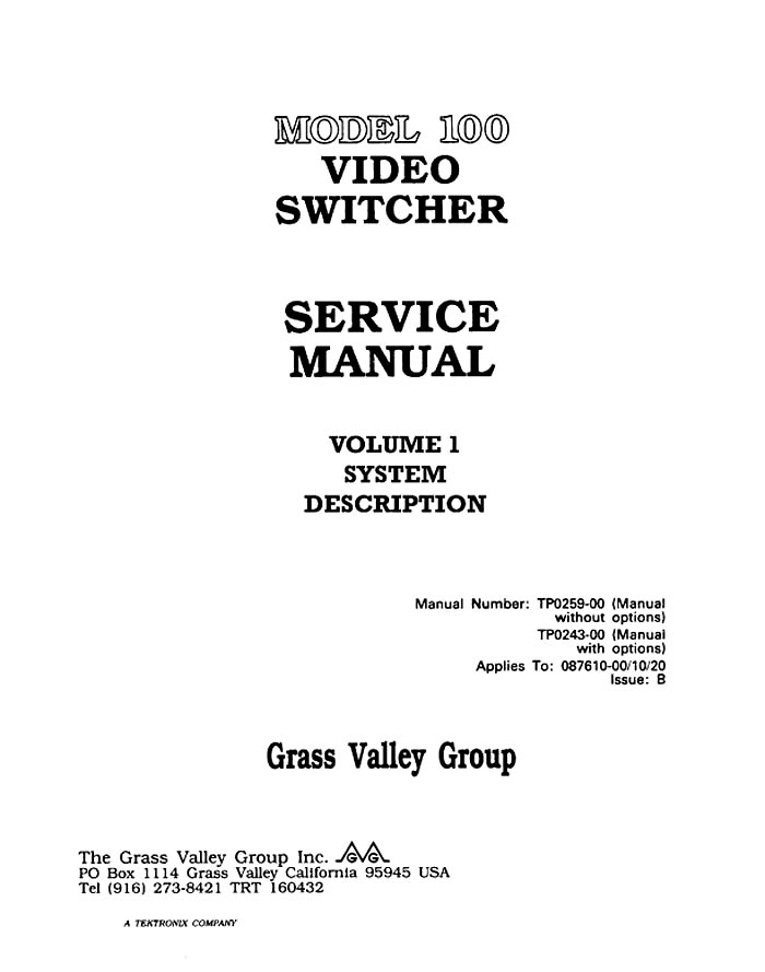 GRASSVALLEY 100-PAL SERVICE MANUAL VOL.1 (BMP)