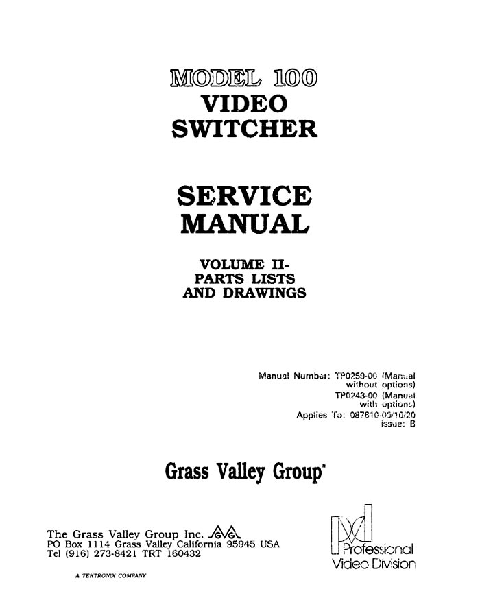GRASSVALLEY 100-PAL SERVICE MANUAL VOL.2 (BMP) ISSUE:B